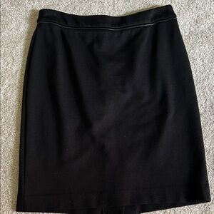Talbots Black Skirt, zipper in back- with faux leather trim- Size 2P